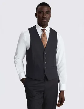 Tailored Fit Pure Wool Twill Waistcoat Navy male - MOSS - FashionsVida