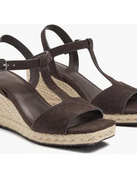 Sandalias de cuña de mujer de piel con cierre de hebilla en liso - Parfois - FashionsVida
