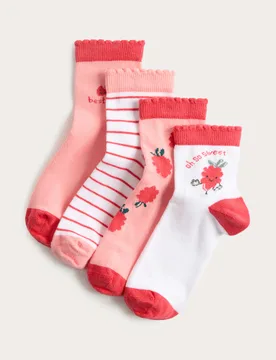 Pack Fun Berries Socks (6 Small - 7 Large) Coral Mix female - M&S - FashionsVida