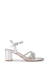 Women's 'Motto Block' Fabric Sandals in Silver Size: 6 - Silver - Size: 6