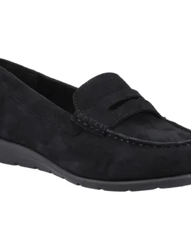 Shelby Suede Womens Black Loafers - Size Uk 4 - Hush puppies - FashionsVida