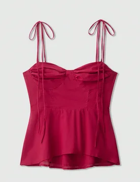 Top de tirantes con volantes en el bajo, de moda para mujer, para el verano S - Shein - FashionsVida