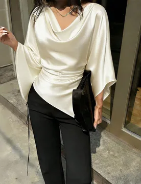 Camisa de mujer de unicolor, con cuello, casual y versátil para uso diario M - Shein - FashionsVida
