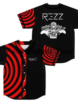 Rezz Red Dizziness Circle Baseball Jersey V-Neck Short Sleeve Button-up Shirts Women Men Outdoor Streetwear Tops - Aliexpress - FashionsVida