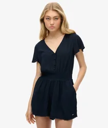 Superdry Damen Kurzärmeliger Strand-playsuit Marineblau - Größe: 36