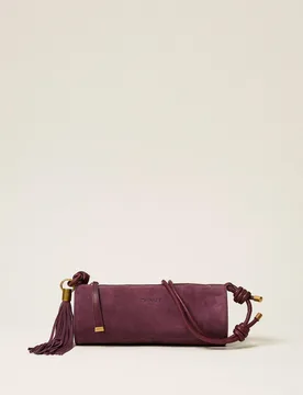 Sac en cylindre en cuir velours avec pompon - TWINSET - FashionsVida