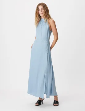 Vestido largo satinado sin mangas - IKKS - FashionsVida