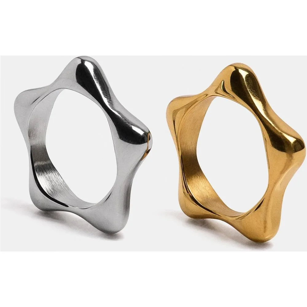 Pack de 2 anillos de acero inoxidable con forma de estrella - Parfois - FashionsVida
