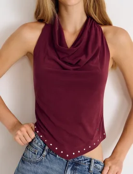 Top de mujer con cuello halter y tachas - Brownie - FashionsVida