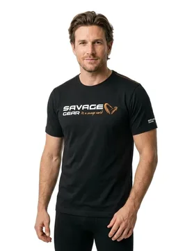 Signature Logo Short Sleeve T-shirt Black M Men - Savage Gear - FashionsVida