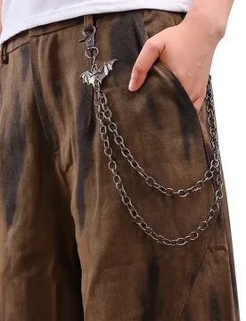 Bat Charm Multi‑Layer Pants Chain Black Metal Waist Chain Gothic Punk Jeans Key Ring Retro Streetwear Ornament - Aliexpress - FashionsVida