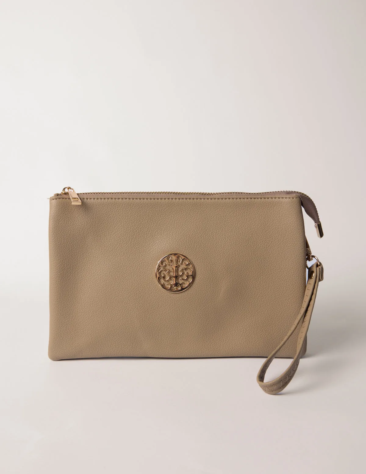Clutch With Detachable Strap - ONE / TAUPE - Blue Vanilla - FashionsVida