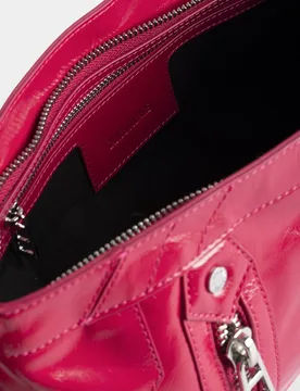 Zadig & Voltaire - Bolso de mano mediano de cuero charol con efecto vintage y bandolera ajustable - Zadig & Voltaire - FashionsVida