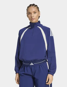 Womens Top Da Allenamento Cucito Hyperglam Color Block Con 3 Strisce E Zip Da 1/4 - Blu, blu blu Donna taglia 2XS - Adidas - FashionsVida