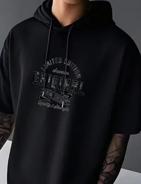 Camiseta de manga corta con capucha y estampado "ORIGINAL" versátil y casual para hombre, verano - Shein - FashionsVida
