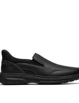 Men's Craftwell Step Black Tumbled Slip Ons Shoes Size: 10.5-Wide Fit - Black - Size: 10.5-Wide Fit - Clarks - FashionsVida