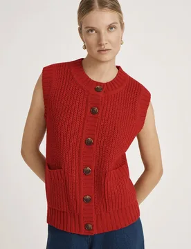 Women's Janette Round Neck Sweater Vest in Red Size: 20 - Red - Size: 20 - Finery London - FashionsVida