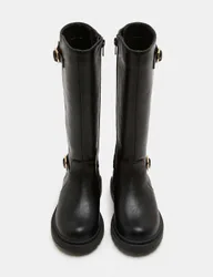 Kids' High Leg Riding Boots (10 Small - 6 Large) Black Female