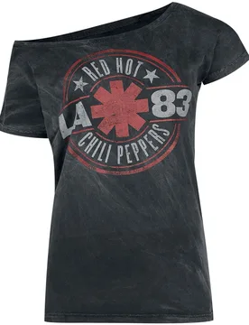 T-Shirt - Distressed Logo - S bis XXL - für Damen - Größe XXL - schwarz - Lizenziertes Merchandise! - Frauen - female - Red Hot Chili Peppers - FashionsVida