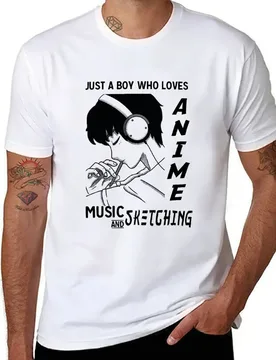 Just a Boy who loves anime music and sketching gaming boy anime boy T-Shirt men t shirt cotton 100% T-Shirt - Aliexpress - FashionsVida