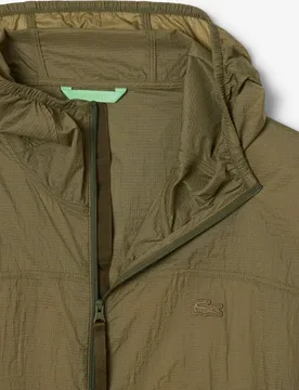 Chaqueta de hombre de nailon hidrófuga plegable en negro de manga larga - Lacoste - FashionsVida