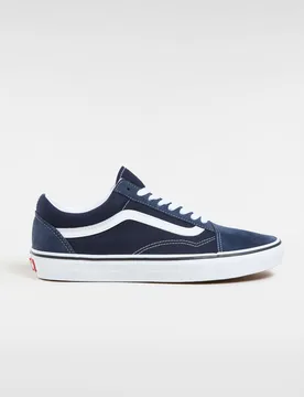 Unisex Old Skool Sneakers - Blue & White Leather - Size Uk 8 - Vans - FashionsVida