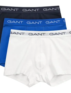Mens Trunks 3 Pack Mixed Repeat Logo Stretch Underwear Cotton - Black/white - Gant - FashionsVida