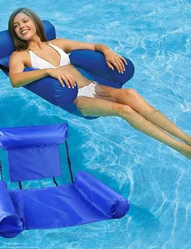 Nueva cama flotante plegable e inflable con respaldo, silla flotante inflable, hamaca flotante para playa, piscina, fiesta, parque acuático diversió - Shein - FashionsVida