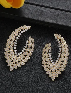 HIBRIDE Heavy craftsmanship shine V-stud earrings temperament jewelry for women suitable for daily prom party wedding gift E282 - Aliexpress - FashionsVida