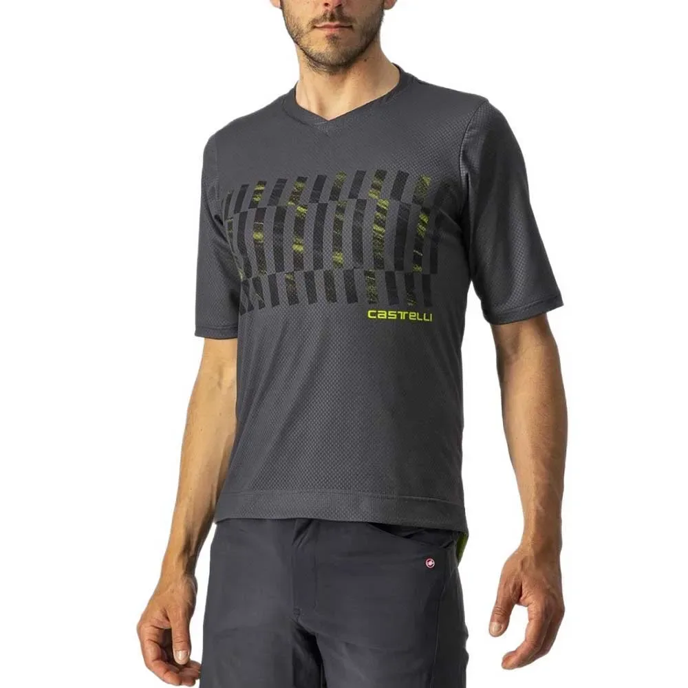 Maglietta A Maniche Corte Trail Tech Dark Grey / Black / Electric Lime - Castelli - FashionsVida
