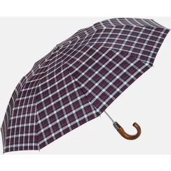 M&P - Paraguas Plegable Top Less "British". Hilo teñido estampado de cuadros. Cúpula de gran apertura