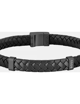 Pulsera de hombre Tailored de cuero y acero - Boss - FashionsVida