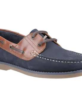 Wilson Leather Mens Navy/tan Boat Shoes - Size Uk 9 - Hush puppies - FashionsVida