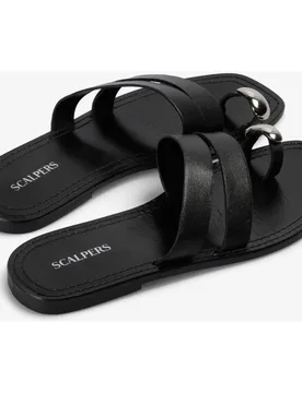 Sandalias de dedo de mujer planas de piel - Scalpers - FashionsVida