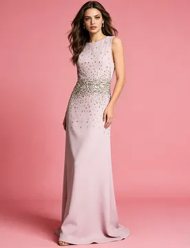 New Round Neck Heavy Beaded and Rhinestone Embellished Sleeveless Vest Evening Dress Vestidos De Mujer - Aliexpress - FashionsVida