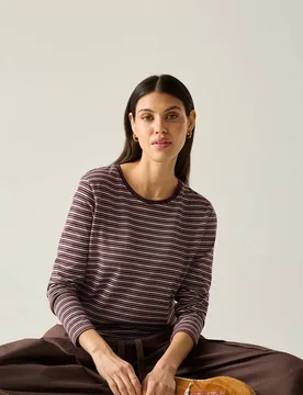 Women's Federica Crew Neck Striped Long Sleeve T-Shirt in Burgundy Size: 12 - Burgundy - Size: 12 - Regatta - FashionsVida