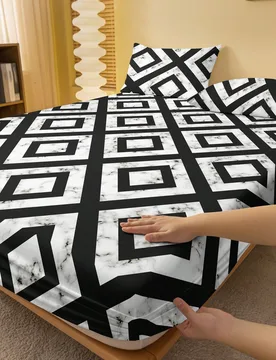 Pieza De Cubierta De Cama De Terciopelo Con Diseño Ondulado Minimalista A La Moda, Cubierta Protectora De Polvo Para La Hoja De Cama, Juego De Cama P - Shein - FashionsVida