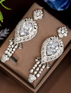 HIBRIDE Brand New Fashion Popular Luxury Long Water Drop Dangle Full Mirco Pave Cubic Zirconia Engagement Party Earring E-600 - Aliexpress - FashionsVida