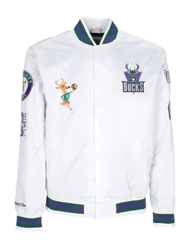 Giubbotto Bomber Uomo Nba Hometown Lw Satin Jacket Hardwood Classics Milbuc White - Mitchell & Ness - FashionsVida