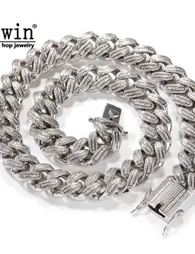 Uwin Classic 18mm Baguettecz Miami Cuban Bracelet Necklace Iced Out Square Cubic Zirconia Link Chain Hiphop Jewelry - Aliexpress - FashionsVida