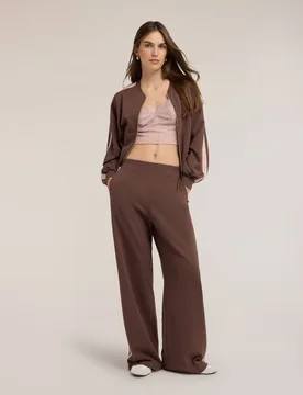 Pantalones de mujer palazzo con banda lateral ajuste ancho con banda elástica en la cintura - Motivi - FashionsVida