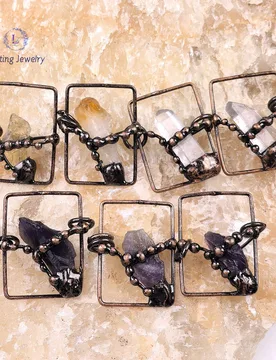 Soldered Bronze Rectangle Pendants,Raw Citrine Point Reiki Chakra Crystal Amethyst Antique Copper Charms Necklace DIY Jewelry - Aliexpress - FashionsVida