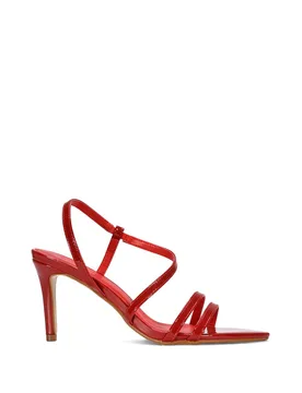 Women's 'Theodora' Strappy Stiletto Heel Sandals With Pointed Toe in Red Size: 7 - Red - Size: 7 - XY London - FashionsVida