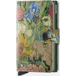Tarjetero de piel estampado de arte con protección RFID
