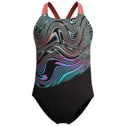 Digital Placement Powerback Swimsuit Neon Coral 9-10 Years Girls