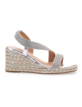 Sandali Argento con Zeppa con Glitter 602 38 - MON DIEU - FashionsVida