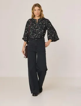 Indi & Cold - Camisa de mujer cuello redondo y manga larga - Indi & Cold - FashionsVida