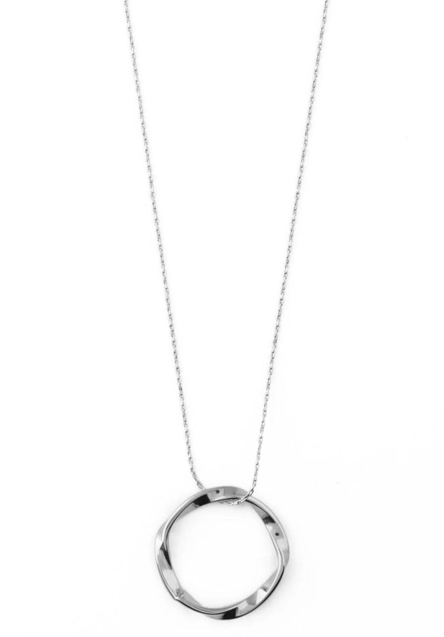 Open Circle Mid Length Necklace - Silver - Orelia London - FashionsVida