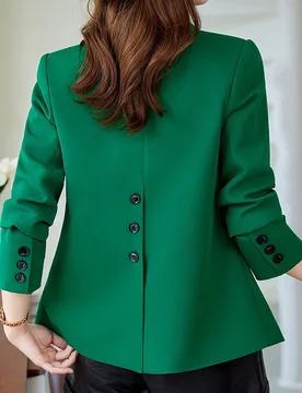Chaqueta Blazer con Abertura Trasera Verde Nueva Primavera/Otoño 2026, Top de Traje Elegante para Mujer Estilo Diosa Elegante Otoño M - Shein - FashionsVida