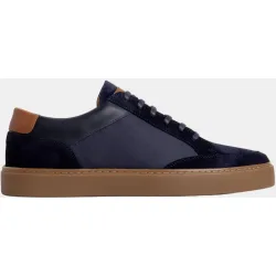 Zapatillas de hombre en ante con suela de goma y detalles de piel